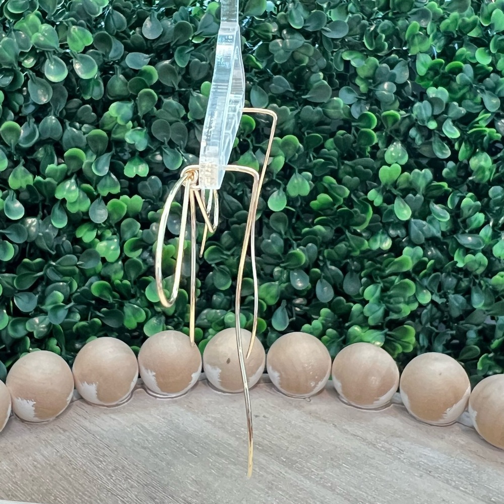 New Gold Tone Bow Threader Earrings | Lightweight | Grandmillenial | Coquette - Picture 4 of 5